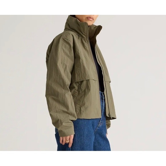 Quince Jackets & Blazers - Quince Womens Water Repellent Nylon Windbreaker Hoodie Jacket Olive XS Outdoor